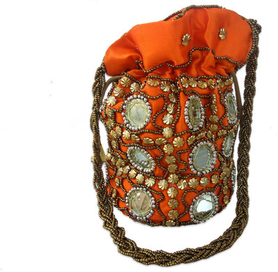 

PROGALLERY HANDMADE POTLI DESIGNABLE Potli(Orange)