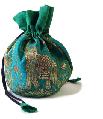 

37 ThirtySeven ThirtySeven Zari work Silk Potli Bag for womens ( Turquoise Blue Color) Potli(Green)
