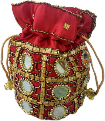 

PROGALLERY HANDMADE POTLI DESIGNABLE Potli(Maroon)
