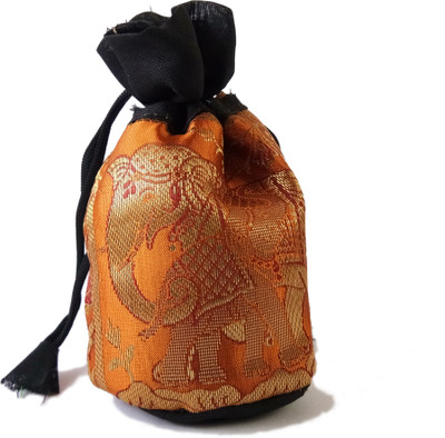 

37thirtyseven ThirtySeven Zari work Silk Potli Bag for womens (Orange) Potli(Orange)