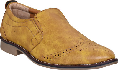 

Blacktarot Blacktarot Tan Brogue Casual Shoe - Slip on for Men Brogues For Men(Tan