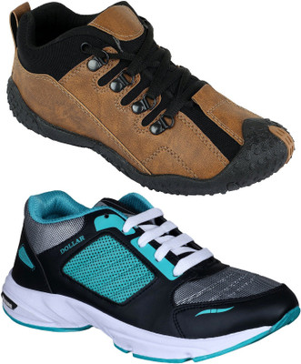 

Pexlo Pack of 2 Sports Shoes (Running Shoes) Casuals For Men(Brown, Black, Blue