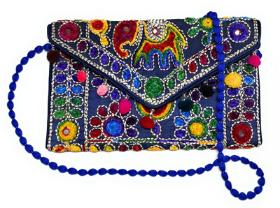 

Unique Fashion Women Casual Blue Silk Sling Bag