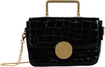 

lavu&me Women Casual Black PU Sling Bag