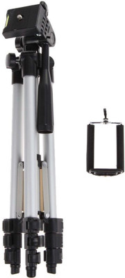 

Spring Jump 3110 camera stand with mobile holder 40.2 Inch Portable Camera Tripod With Three-Dimensional Head & Quick Release Plate Tripod(Silver, Supports Up to 1500 g)