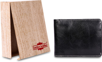 

Feather Leather Men Black Genuine Leather Wallet(7 Card Slots)