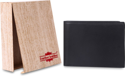 

Feather Leather Men Black Genuine Leather Wallet(9 Card Slots)