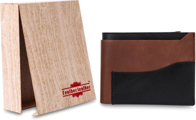 

Feather Leather Men Tan Genuine Leather Wallet(4 Card Slots)
