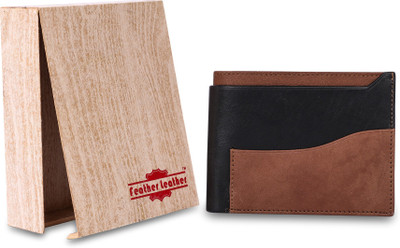 

Feather Leather Men Black Genuine Leather Wallet(4 Card Slots)