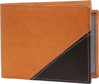 

MENEEDS Men Tan Genuine Leather Wallet(5 Card Slots), Black;tan