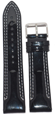 

Kolet Half Padded White Double Stitched (Glossy Finish) 22 mm Leather Watch Strap(Black)
