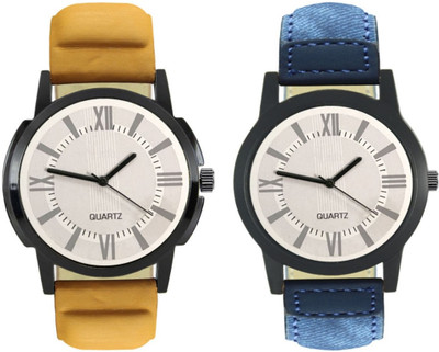 

E-SMART 419-420 Stylish New Collection Combo Watch With Round Dial And Leather Strap Watch - For Men