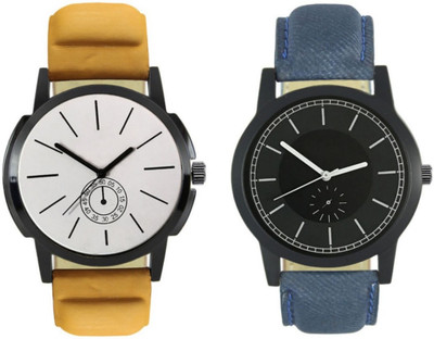 

Elife 409-416 Stylish New Collection Combo Watch With Round Dial And Leather Strap Watch - For Men