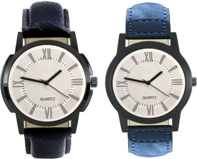 

E-SMART 418-420 Stylish New Collection Combo Watch With Round Dial And Leather Strap Watch - For Men