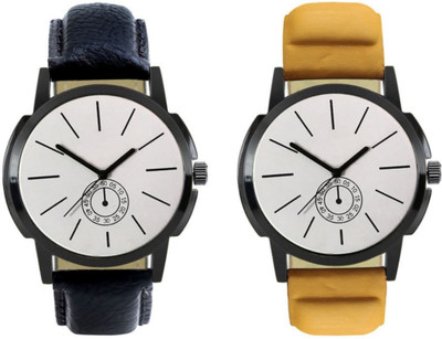 

E-SMART 408-409 Stylish New Collection Combo Watch With Round Dial And Leather Strap Watch - For Men