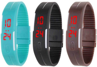

Fashion Gateway Light Blue Black and Grey Led Magnet Band (pakc of 3) Watch - For Boys & Girls