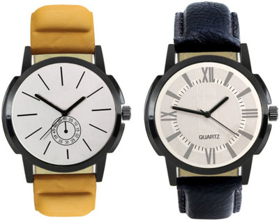 

E-SMART 409-418 Stylish New Collection Combo Watch With Round Dial And Leather Strap Watch - For Men