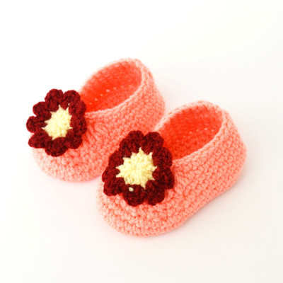 

Love Crochet Art Peach Maroon 6 Booties(Toe to Heel Length - 9 cm Peach)