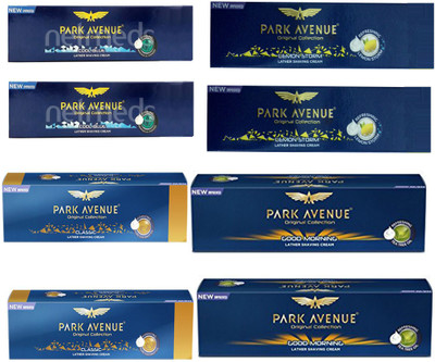 

Park Avenue LEMON STORM SHAVING CREAM 84 GM+ GOOD MORNING SHAVING CREAM 84 GM+ CLASSIC SHAVING CREAM 84 GM+ COOL BLUE SHAVING CREAM 84 GM Deodorant Spray - For Men & Women(84 ml, Pack of 8)