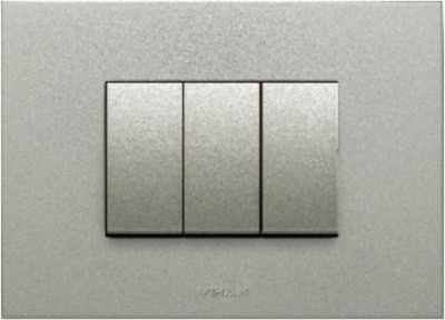 

VIHAN 3 Module F-ONE Metallic Graphite Silver Color Plate Switch 20 Three Way Electrical Switch(Pack of 1 Number of Switches - 3)