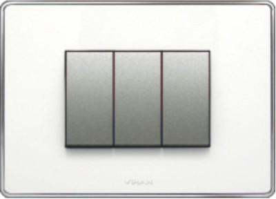 

VIHAN 3 Module Glossy With Steel Frame Moon White Color Plate Switch 20 Three Way Electrical Switch(Pack of 1 Number of Switches - 3)