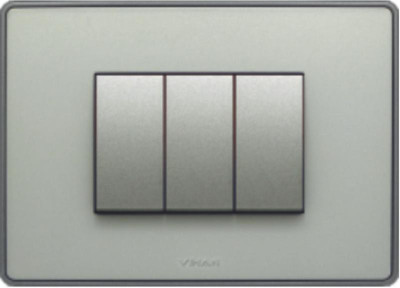 

VIHAN 3 Module Metallic With Graphite Frame Two One Color Plate Switch 20 Three Way Electrical Switch(Pack of 1 Number of Switches - 3)