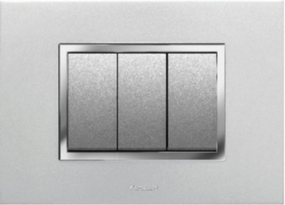 

VIHAN 3 Module F-ONE+ Metallic Silver Color Plate Switch 20 Three Way Electrical Switch(Pack of 1 Number of Switches - 3)