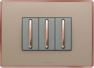 

VIHAN 3 Module Metallic With Copper Frame Pacific Gold Color Plate Switch 20 Three Way Electrical Switch(Pack of 1 Number of Switches - 3)