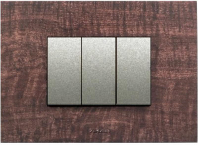 

VIHAN 3 Module F-ONE Dark Wood Oak Color Plate Switch 20 Three Way Electrical Switch(Pack of 1 Number of Switches - 3)