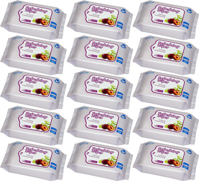 

Vision Refreshing Skin Care / Face Wipes - Plum & Aloe Vera Extract ( 30 wipes per pack )(Pack of 15)