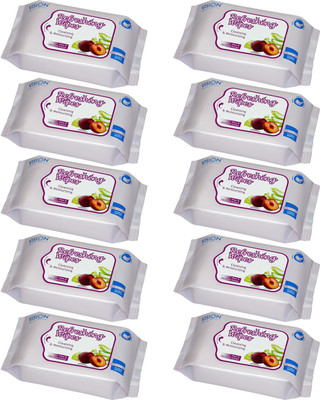 

Vision Refreshing Skin Care / Face Wipes - Plum & Aloe Vera Extract ( 30 wipes per pack )(Pack of 10)