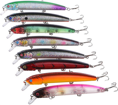

Magideal Crankbaits Hooks Minnow Baits Tackle durable and corrosion resistant Fish Decoy Fishing Lure(Pack of 8 Size 6)