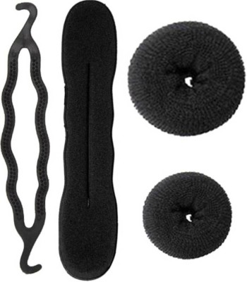 

NDC Hair Styling Donuts Clip Bun/Judah Maker French Braid Tools (Set Of 4) Bun (Black) Hair Accessory Set(Black)