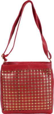 Faijan Fashions Girls Casual Red Leatherette Sling Bag