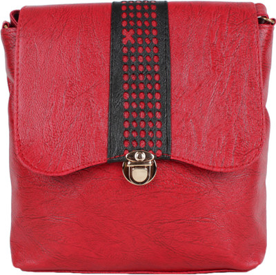 

AANIA HAUTE Women Formal Red Leatherette, Cotton Sling Bag
