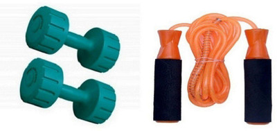 

Venom GREEN COLOR 1KG VINYL PLASTIC DUMBELL AND ORANGE COLOR BEARING SKIPPING ROPE Gym & Fitness Kit