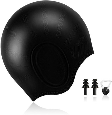 

QUINERGYS Scorpion - Waterproof Silicone Swimming Cap For Long Hair Keeps Hair with 3D Ergonomic Design Ear Pockets for Adult Woman and Men with Nose Clip & Ear Plugs Swimming Kit