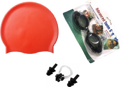 

KAAS Complete swimming kit with swimming cap, goggle, ear plug and nose clip Swimming Kit