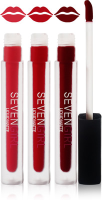 

Seven girls matte liquid lipstick cosmetics makeup fashion set of 3 color(naked maroon red orange pink)