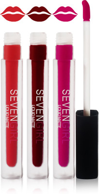 

Seven girls matte liquid lipstick cosmetics makeup fashion set of 3 color(d purple naked maroon orange)
