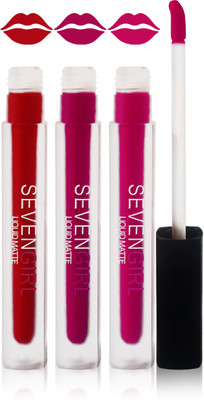

Seven girls matte liquid lipstick cosmetics makeup fashion set of 3 color(d purple puprle red)