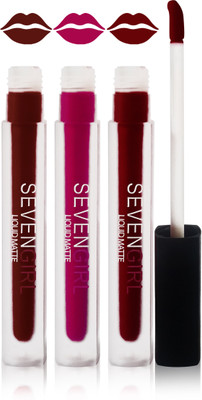 

Seven girls matte liquid lipstick cosmetics makeup fashion set of 3 color(naked maroon purple addiction brown)