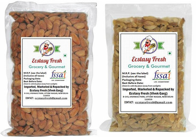 

Ecstasy Fresh !00% Pure Gurbandi Almond(Badam) & Golden Raisins(Kishmish) Almonds, Raisins(500 g, Pouch)