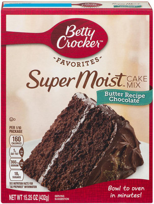 

Betty Crocker Favorites Super Moist Cake Mix , Butter Recipe Chocolate - 432g (15.25oz) 432 g