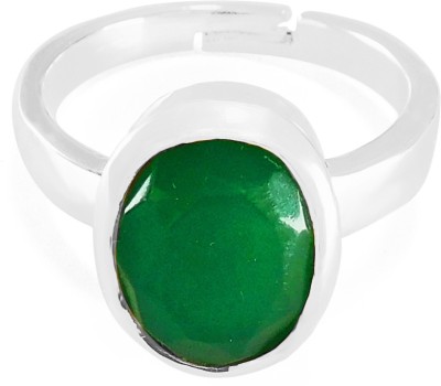 Asian Gems & Jewels Sterling Silver Emerald Rhodium Plated Ring