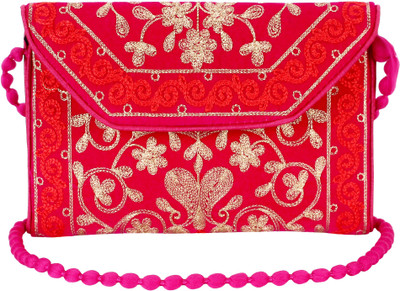 

Favria Women Casual Red Brocade Sling Bag