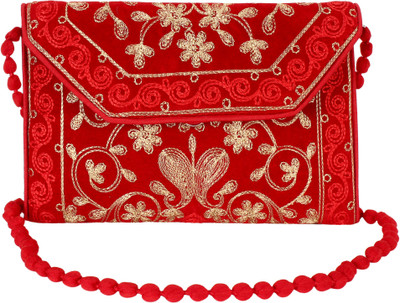 

Favria Women Casual Red Brocade Sling Bag