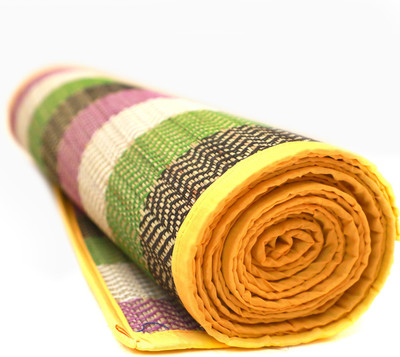 

QUINERGYS ™ Non-Slip Sweat resistant Cushioned Ayurvedic Meditation Mat - Dark yellow solid Yellow, Red, Orange 8 mm Yoga Mat