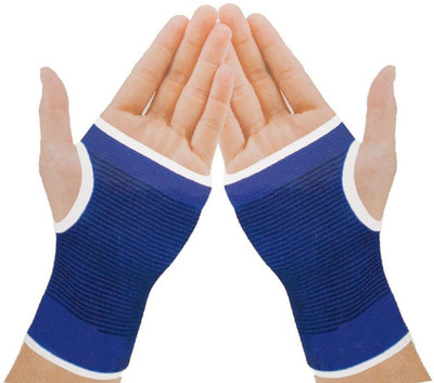 

QUINERGYS ® Elastic Wrist Hand Brace Gym Sports Support Wrist Gloves Hand Palm Gear Protector Carpal Tunnel Tendonitis Pain Relief, 1 Pair, Blue Wrist Support(Blue, Black, Davy's gray