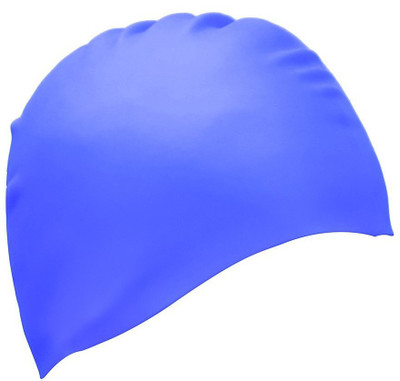 

QUINERGYS ™ Zaffre - Swimming Long Hair Bubble Cap Ear Wrap Waterproof Hat for Women and Men Swimming Cap(Blue, Pack of 1)
